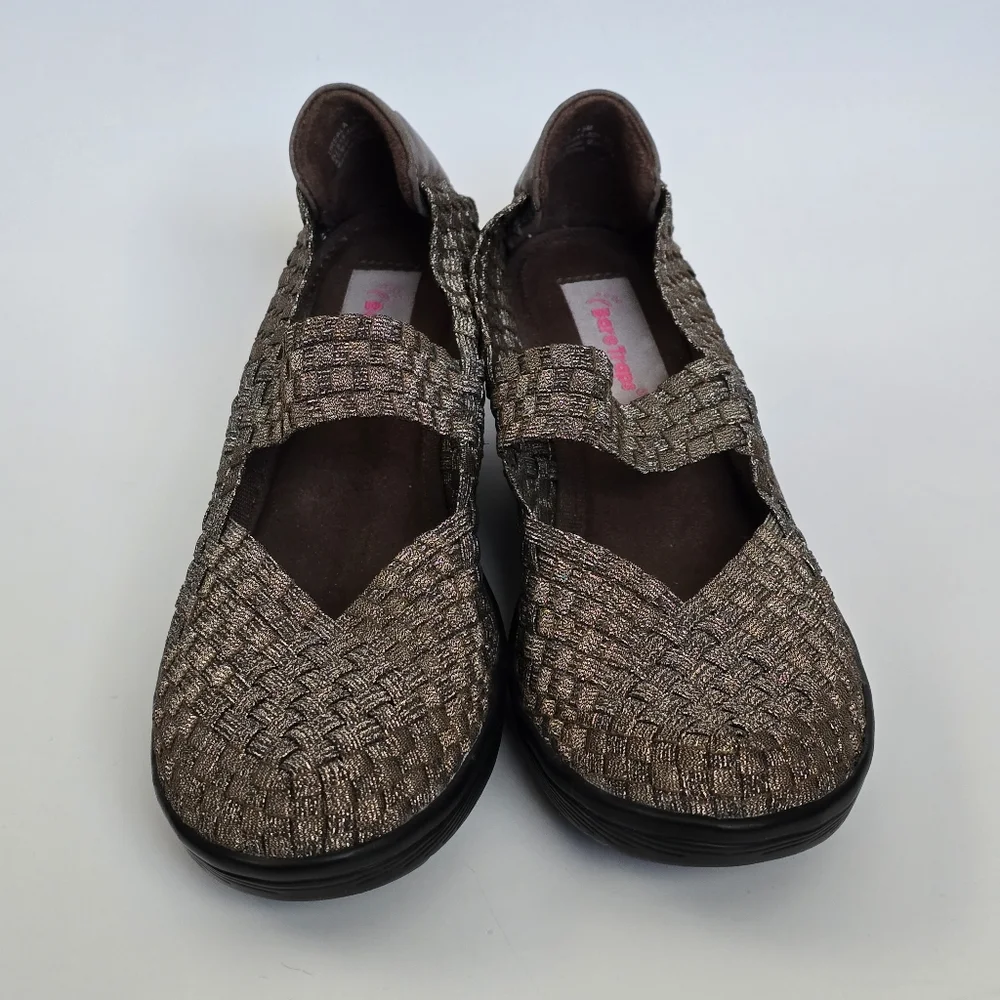 Bare Traps Ursala Bronze Metallic Woven Mary Jane Wedge Heels Shoes Size 7½
